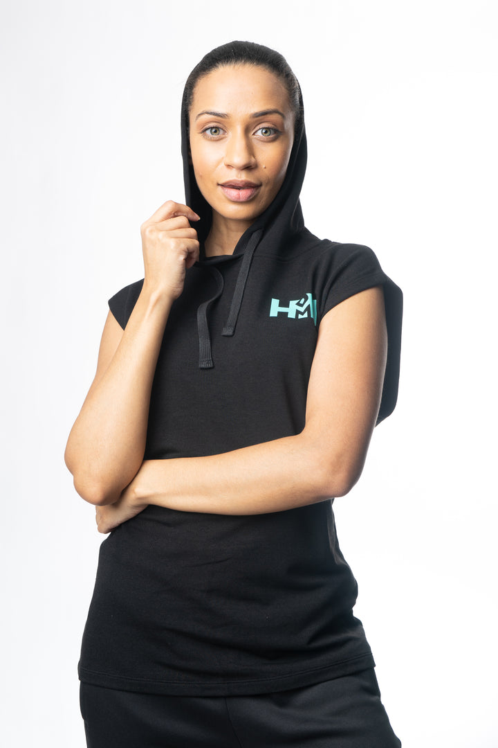 HDMH Men's Athletic Cut Off Hoodie - Black