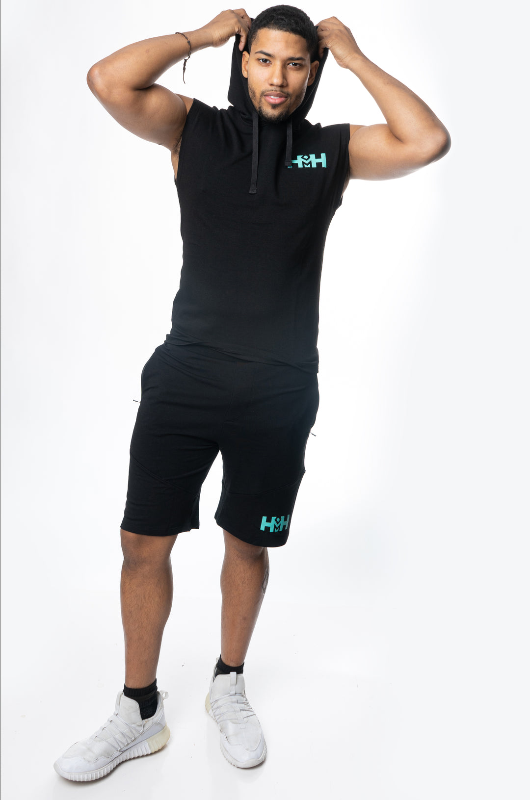 HDMH Men's Athletic Cut Off Hoodie - Black