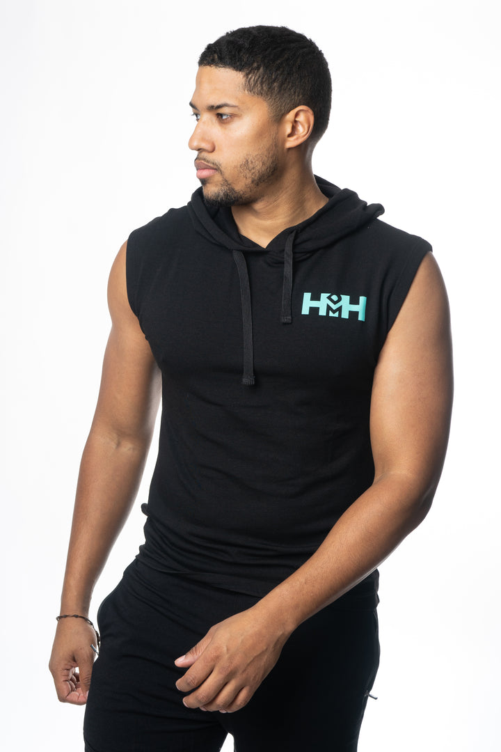 HDMH Men's Athletic Cut Off Hoodie - Black