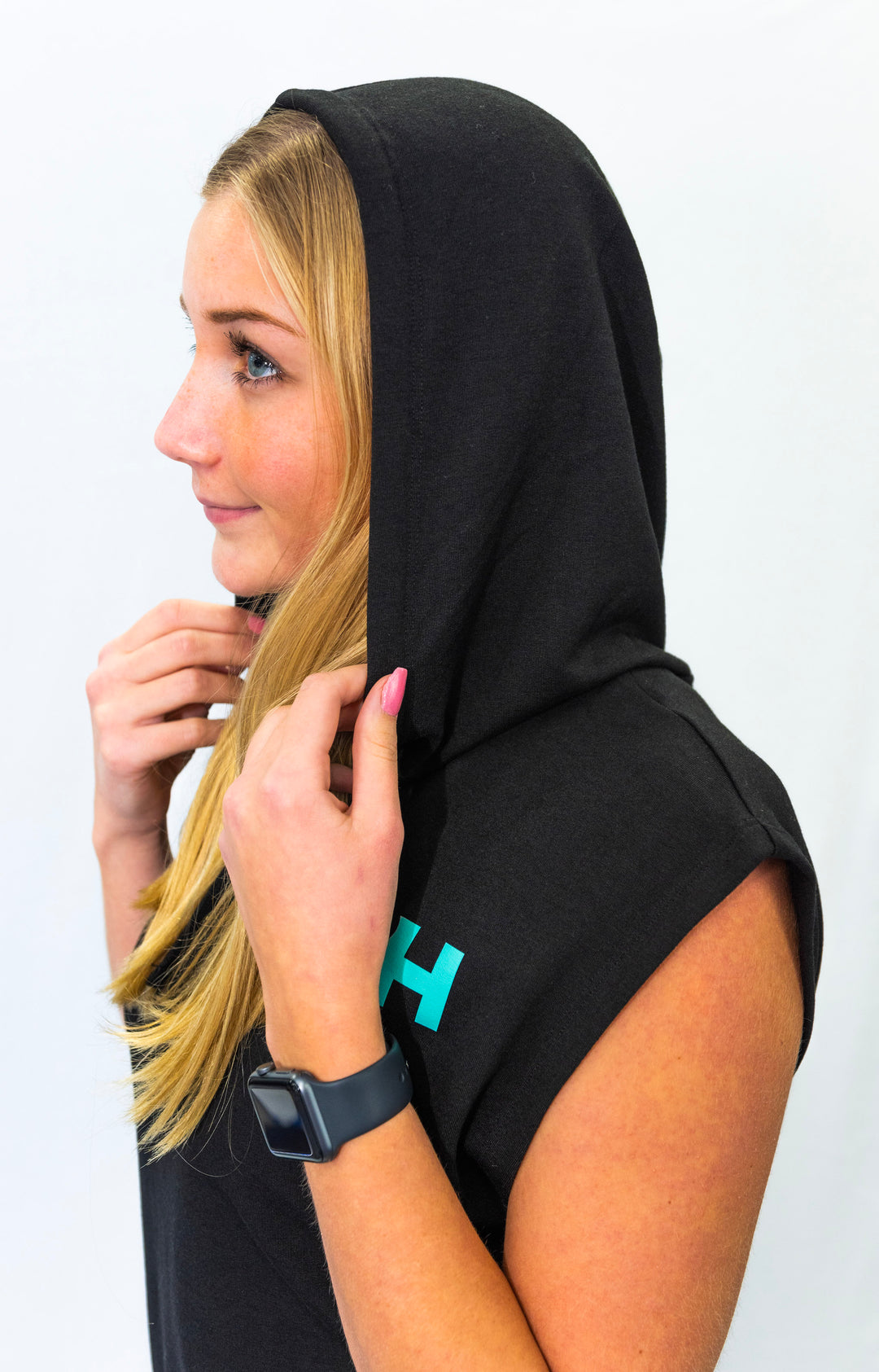 HDMH Men's Athletic Cut Off Hoodie - Black